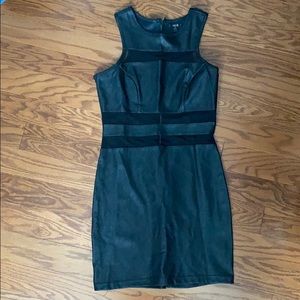 Black Leather slim fit dress